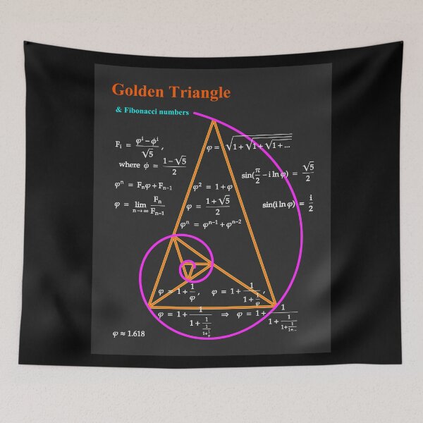 Item preview, Golden Triangle & Fibonacci Numbers - Night designed and sold by brainyideasai.