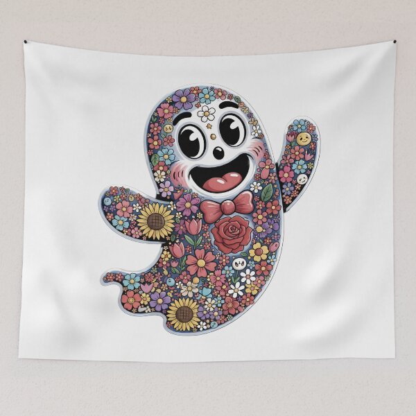 Item preview, Floral Ghost – Cute Colorful Spirit with Flowers designed and sold by SidTastic .