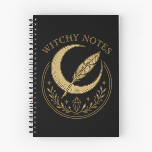 Artikelvorschau, Witchy Notes – Crescent Moon & Quill Medaillon Design entworfen und verkauft von DebuggedDressed.