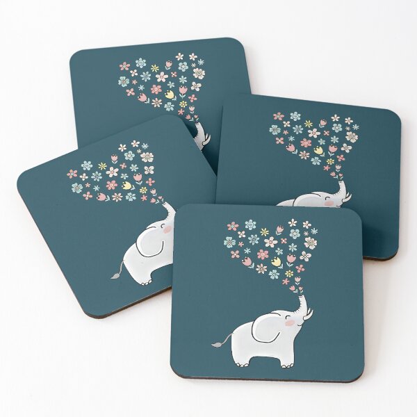 Item preview, Cute Elephant with Flowers – Whimsical Animal designed and sold by SidTastic .