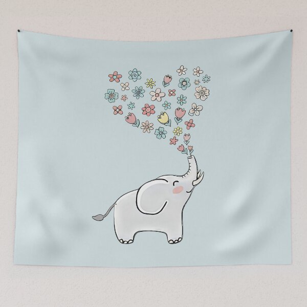 Item preview, Cute Elephant with Flowers – Whimsical Animal designed and sold by SidTastic .