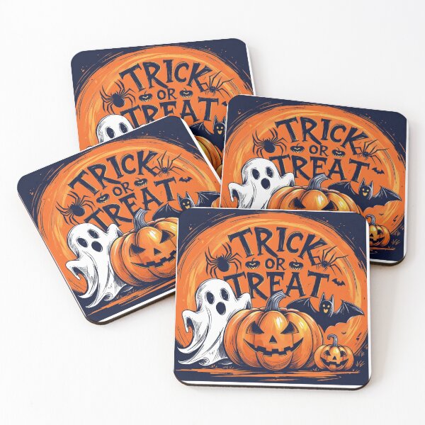 Item preview, Trick or Treat Happy Halloween Orange Pumpkin Black Bats Ghost Orange MoonSticker designed and sold by colorleafz.