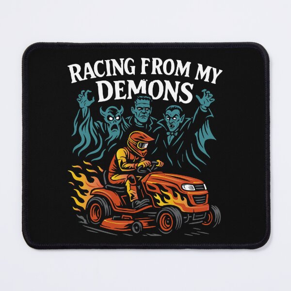 Item preview, Lawnmower Racing - Halloween - Racing From My Demons - Lawn Mower Racing designed and sold by RaceDayRags.