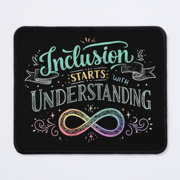 Item preview, La inclusión empieza con la comprensión | Símbolo de infinito arcoíris en estilo pizarra para el autismo, el TDAH y la neurodiversidad designed and sold by Autism in Focus.