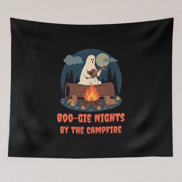 Item preview, Boo-gie Nights by the Campfire – Funny Ghost Guitar Halloween Camping designed and sold by Hintotees.