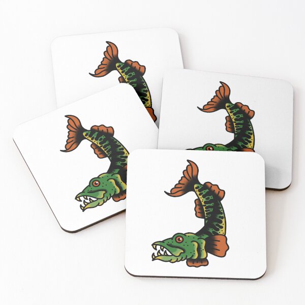 Artikelvorschau, Muskie Fisch Tattoo Flash entworfen und verkauft von vilecrocodilez.