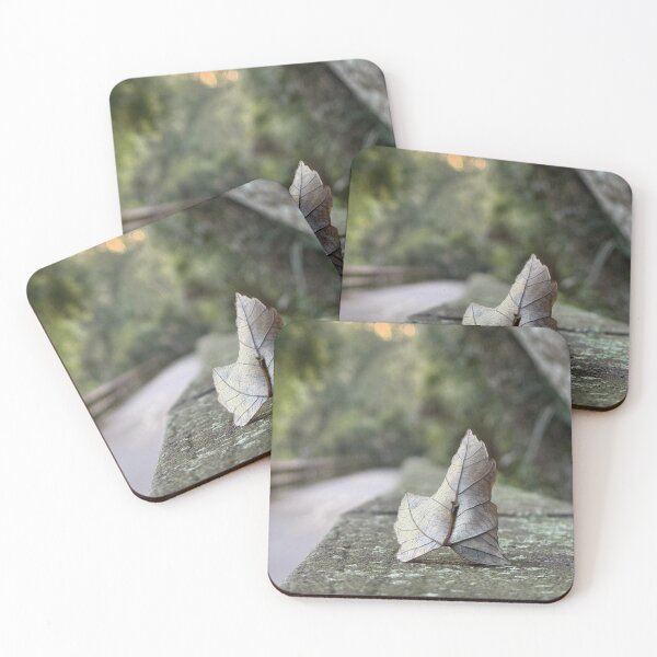 Item preview, Steady Leaf on a Moss-Covered Bridge Railing designed and sold by HydrangeaDelMar.