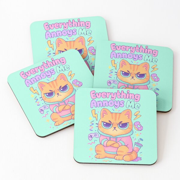Item preview, “Kawaii Angry Orange Tabby Cat – ‘Everything Annoys Me’” designed and sold by catastrocat.