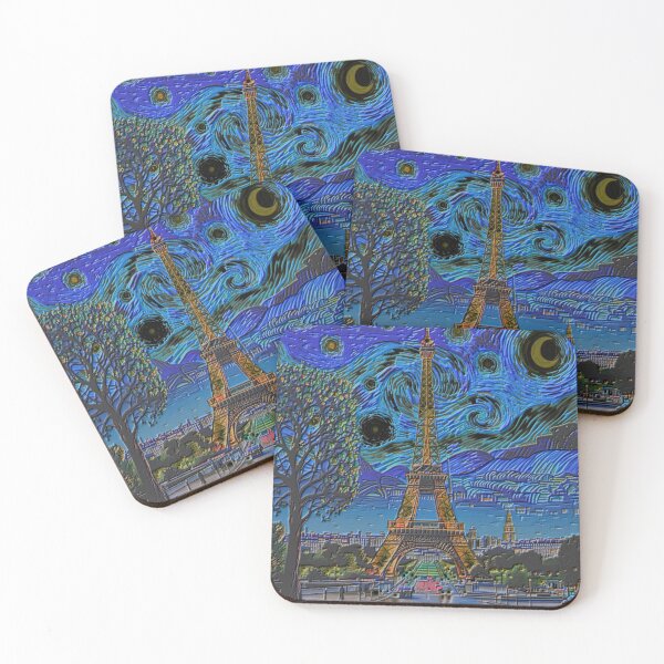 Item preview, Eiffel tower dark starry night colorful abstract design designed and sold by SmashingDeals.