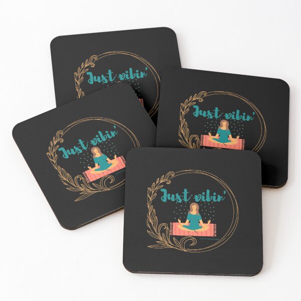 Item preview, Just vibin' slogan, girl meditating designed and sold by PalomaHealing24.