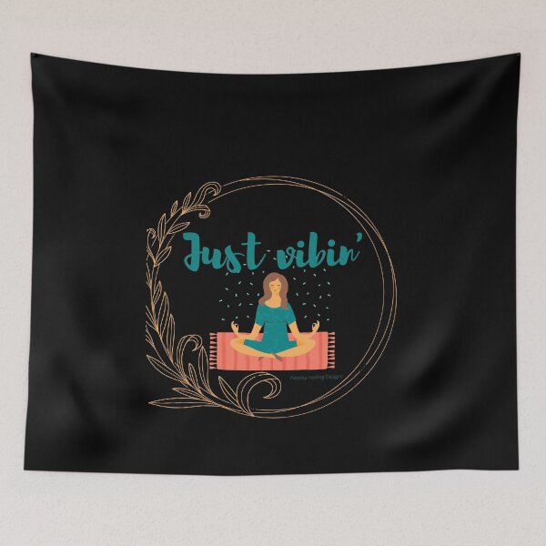 Item preview, Just vibin' slogan, girl meditating designed and sold by PalomaHealing24.