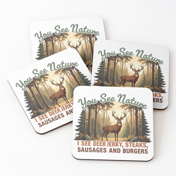 Item preview, Funny Deer T-Shirt – “You See Nature, I See Deer Jerky, Steaks, Sausages and Burgers” – Outdoor & Food Lover  designed and sold by Charaff.