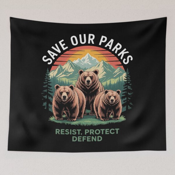 Item preview, Protect Bear Save Our Parks Resist Mountain designed and sold by ValerieRodrigue.