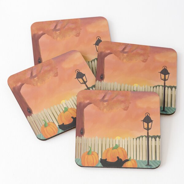 Item preview, Autumn Scene Pumpkins and Black Cats designed and sold by HydrangeaDelMar.