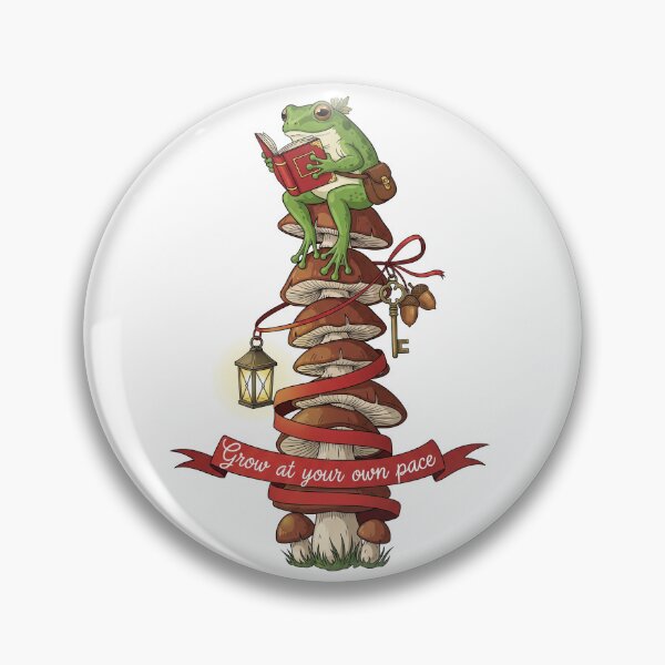 Item preview, Cottagecore Reading Frog Grow At Your Own Pace designed and sold by Apex Designs.