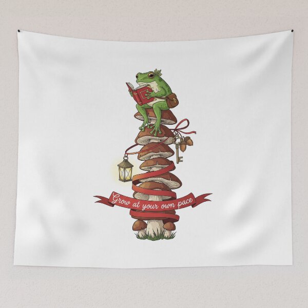 Item preview, Cottagecore Reading Frog Grow At Your Own Pace designed and sold by Apex Designs.