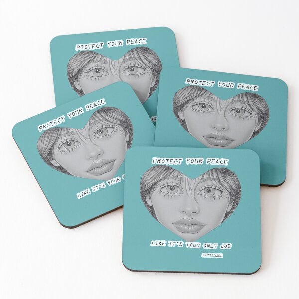 Item preview, Protect Your Peace – Aesthetic Pencil Art Face in Heart Design designed and sold by EditopiaArt.