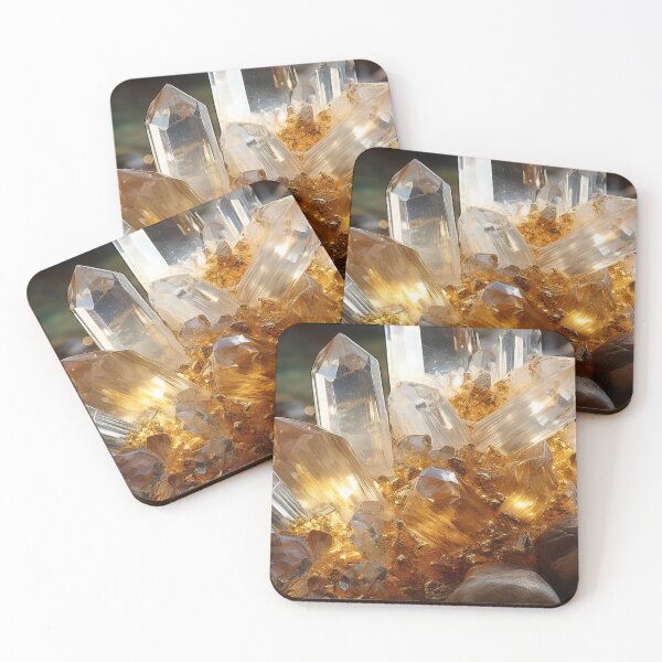 Item preview, Cluster of Quartz Crystal Points with Gold Veins designed and sold by PEACELOVERSART.