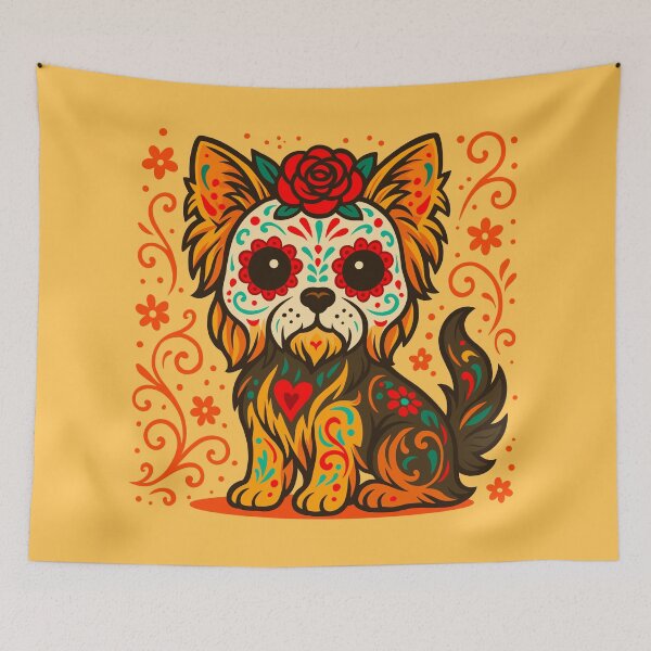 Item preview, Day of the Dead Yorkie designed and sold by Ghost on Toast.