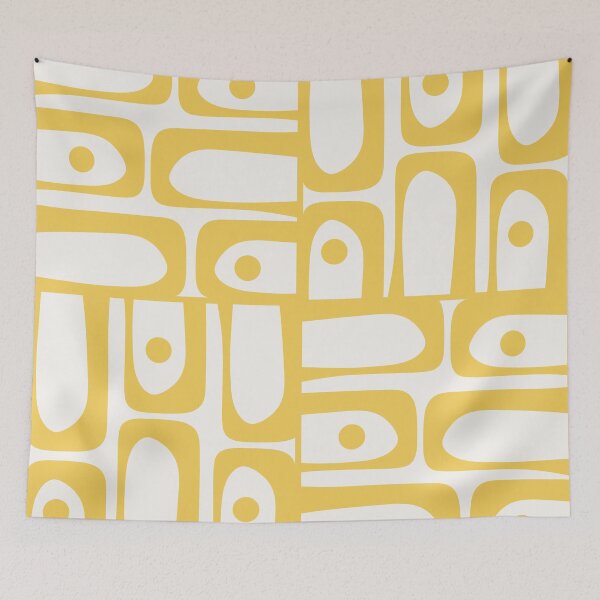 Item preview, Mid Century Modern Piquet Multi Geometric Pattern in Lemon Yellow and White designed and sold by kierkegaard.