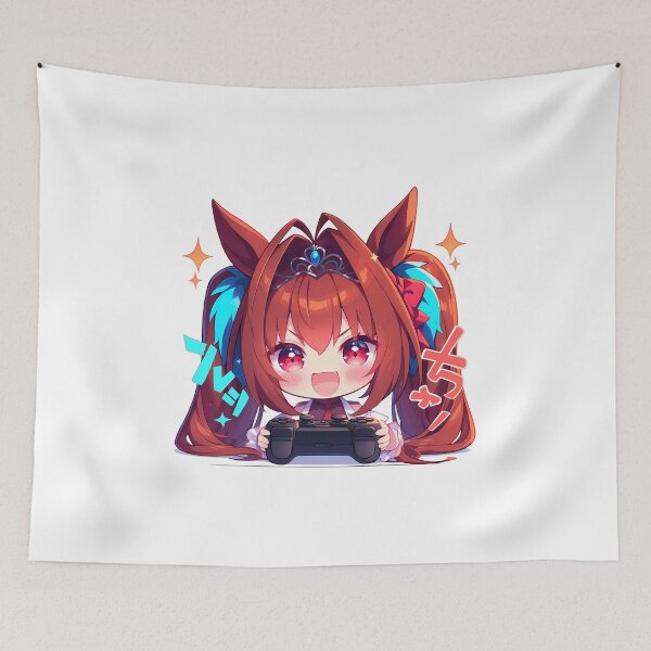 Item preview, Daiwa Scarlet Uma Musume Anime Girl Cute Chibi Playing Video Game designed and sold by earlobejerk.
