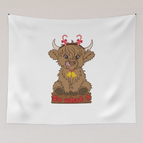 Item preview, So What? - Cheeky Highland Cow with Candy Canes designed and sold by LulitasDreams.