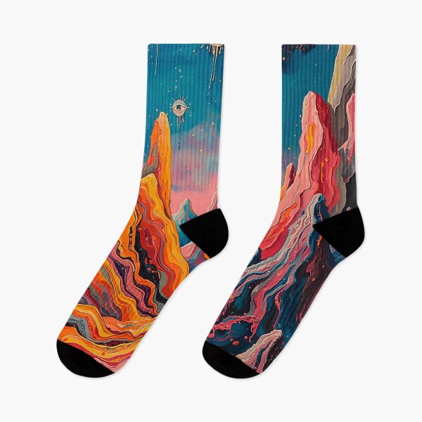 Item preview, Psychedelic Surreal Landscape – Cosmic Mountains and Floating Eyes designed and sold by CosmicShapes.