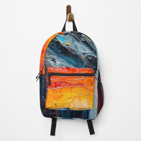 Item preview, Abstract Expressionist Mountain Landscape – Fiery Sky and Waterfall designed and sold by CosmicShapes.