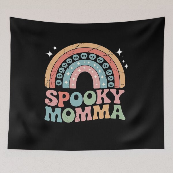 Item preview, Halloween Spooky Momma Groovy Boho Rainbow Skull Vintage Her designed and sold by tabdejinti.