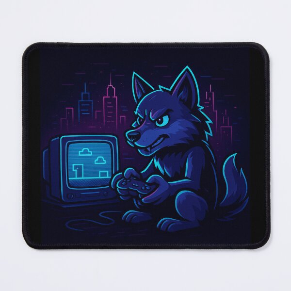 Item preview, Cartoon Wolf Gamer – Retro Neon Style designed and sold by Metalist Zone.