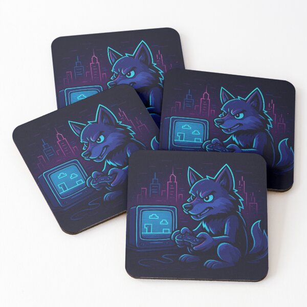 Item preview, Cartoon Wolf Gamer – Retro Neon Style designed and sold by Metalist Zone.