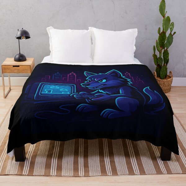 Item preview, Cartoon Wolf Gamer – Retro Neon Style designed and sold by Metalist Zone.