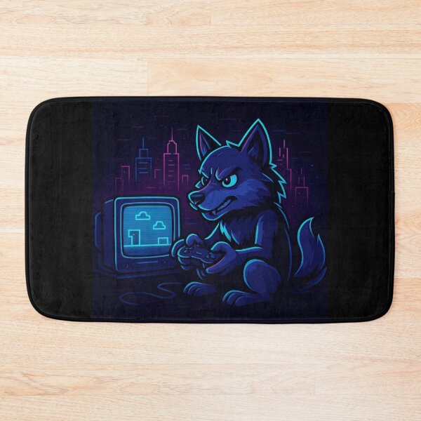 Item preview, Cartoon Wolf Gamer – Retro Neon Style designed and sold by Metalist Zone.