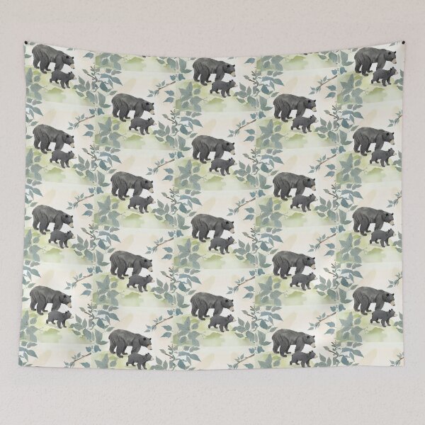 Item preview, Black Bear Mama & Cub – Rustic Wildlife Art Print & Lodge Décor designed and sold by mamawitz.