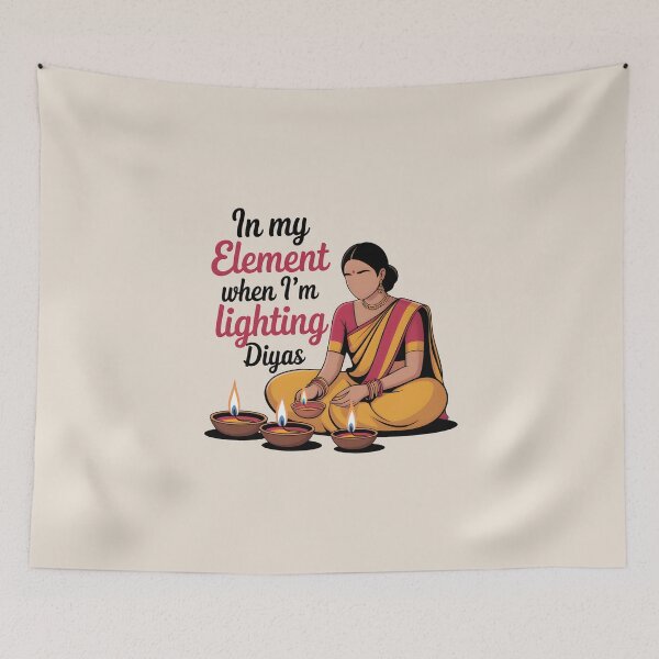 Artikelvorschau, In meinem Element, wenn ich Diyas anzünde – Traditionelles Diwali-Design entworfen und verkauft von Jollys-ArtShop.