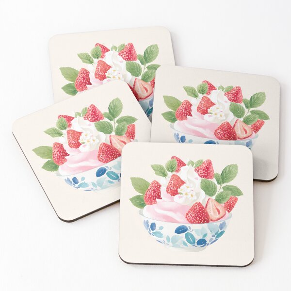 Item preview, Strawberry Bingsu – Korean Shaved Ice Dessert Illustration designed and sold by BobaBunny76.