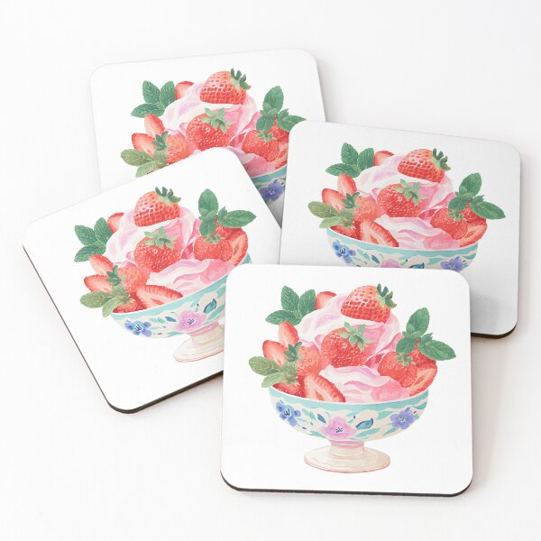 Item preview, Strawberry Bingsu – Korean Shaved Ice Dessert Illustration designed and sold by BobaBunny76.