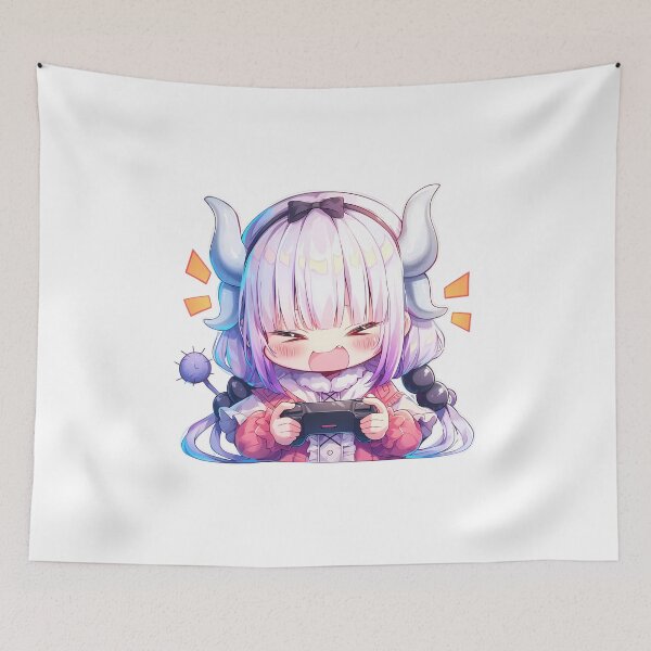 Item preview, Kanna Kamui Miss Kobayashi Dragon Maid Anime Girl Cute Chibi Playing Video Game designed and sold by earlobejerk.
