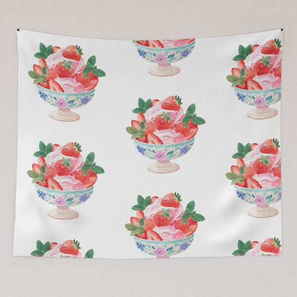 Item preview, Strawberry Bingsu – Korean Shaved Ice Dessert Illustration designed and sold by BobaBunny76.