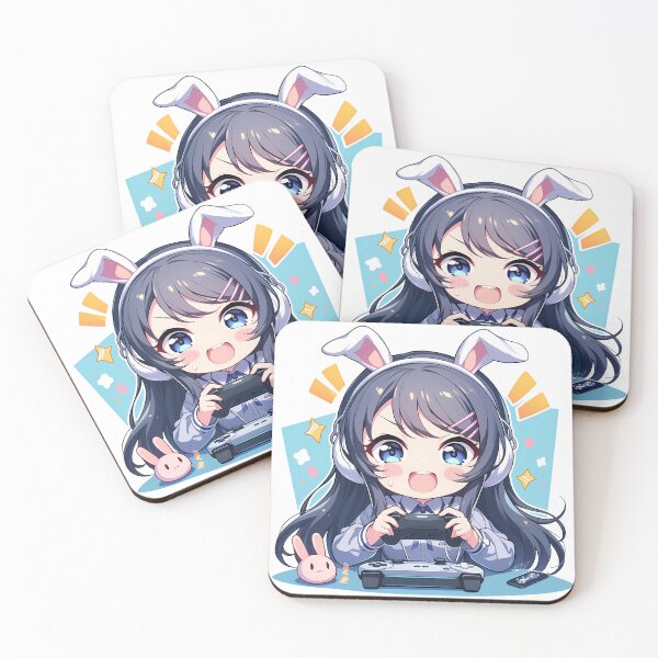 Item preview, Rascal Does Mai Sakurajima Bunny Girl Senpai Anime Girl Cute Chibi Playing Video Game designed and sold by earlobejerk.