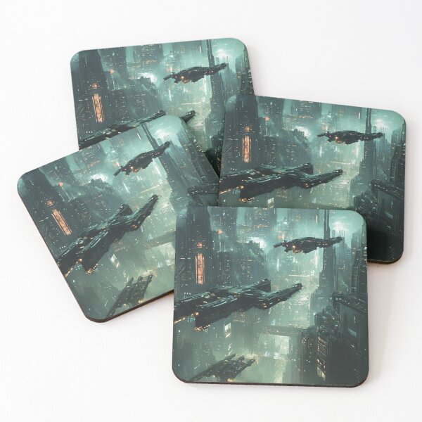 Item preview, Emerald Skies of the Future City designed and sold by Spectrum_Prints.