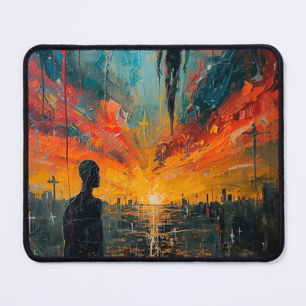 Item preview, Apocalyptic Vision – Abstract Surreal Sunset with Dark Entity designed and sold by CosmicShapes.