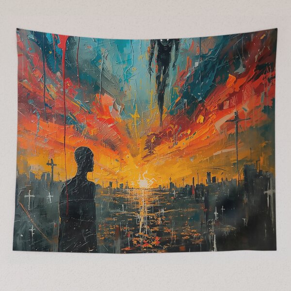Item preview, Apocalyptic Vision – Abstract Surreal Sunset with Dark Entity designed and sold by CosmicShapes.
