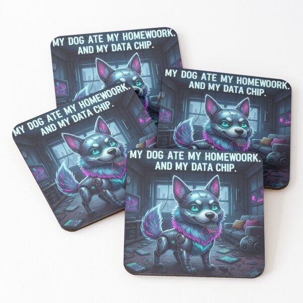 Item preview, Futuristic Homework Problems - Funny Cyber Dog designed and sold by FadedWorkshop.
