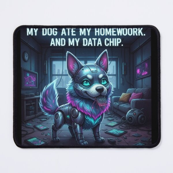 Item preview, Futuristic Homework Problems - Funny Cyber Dog designed and sold by FadedWorkshop.