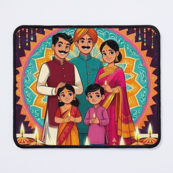 Item preview, Family Celebrating Diwali designed and sold by Mywaymylife.