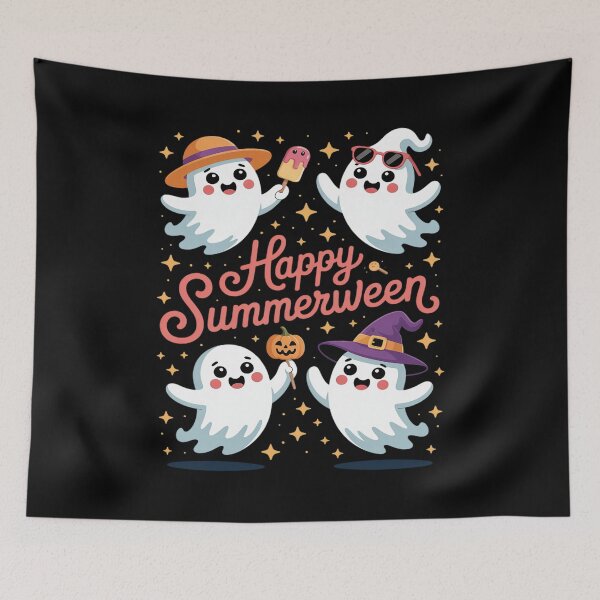Item preview, Happy Summerween Ghosts Spooky Cute Beach Halloween designed and sold by JulienAureo.