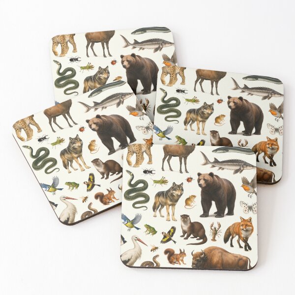 Item preview, Animals of Eastern Europe Retro Illustration Wildlife Chart designed and sold by kakarikihill.