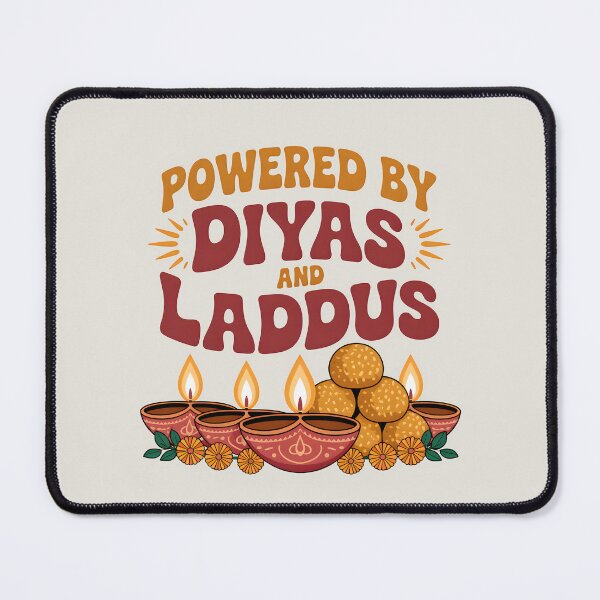 Item preview, Powered by Diyas and Laddus – Fun Diwali Festival Design designed and sold by Jollys-ArtShop.
