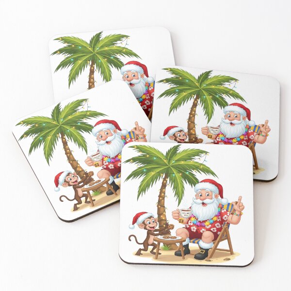 Item preview, Santa Claus sipping Ceylon tea, tropical Christmas theme, fun cartoon style. designed and sold by SLDavincy.